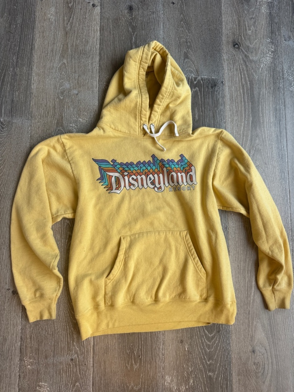 Disney Yellow Crewneck Hoodie with Retro Disneyland Logo 0453